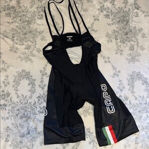 CAPO cycling Bib black padded lycra shorts mens XL black gray Italy logo